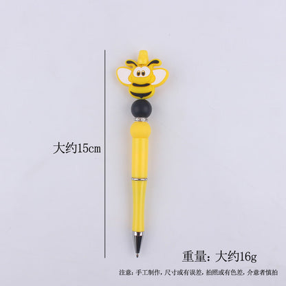Cartoon Silicone Animal Bee Dog Beadable Silicone Ballpoint
