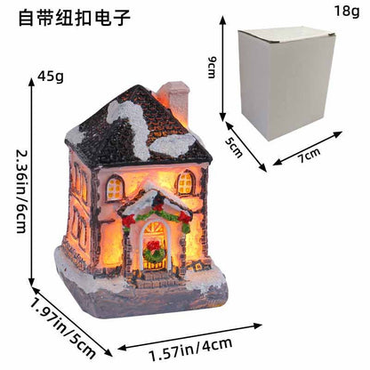 Christmas Resin Colored Luminous House Desktop Ornaments