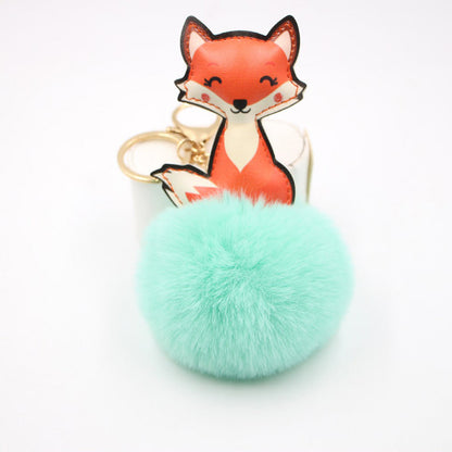 Leather Cute Fox Plush Pom Pom Hanging Ornaments