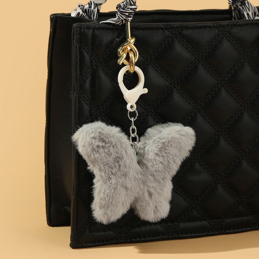 Plush Butterfly Imitation Rabbit Fur Keychain