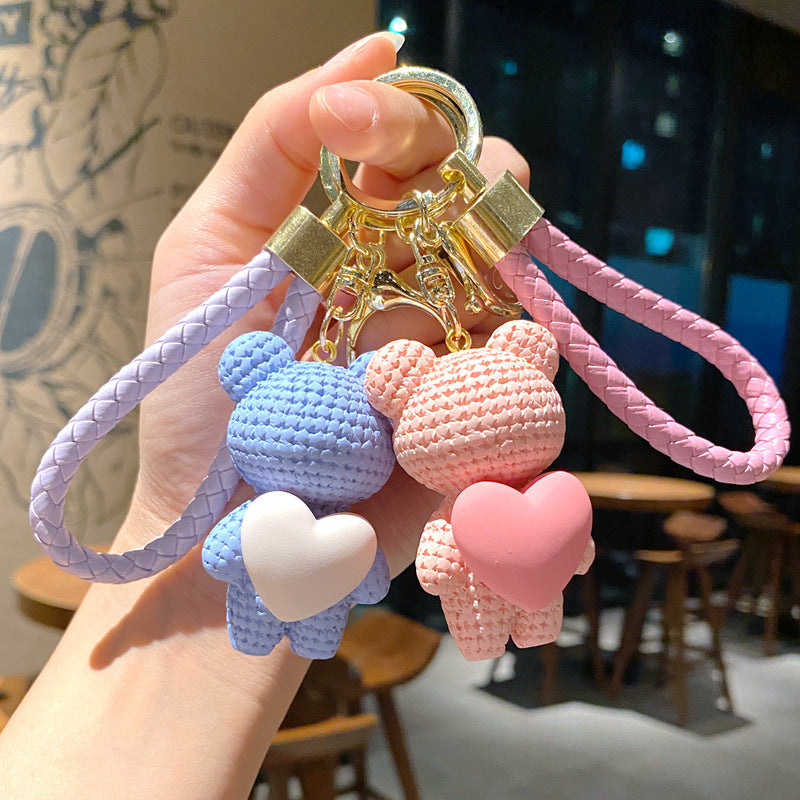 Cartoon Love Bear Resin Keychain Creative Keychain