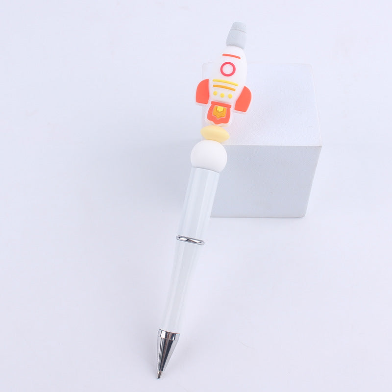 Handmade Bead Pen Cartoon Rocket Astronaut Silicone Ballpoint