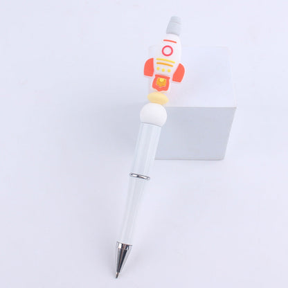 Handmade Bead Pen Cartoon Rocket Astronaut Silicone Ballpoint