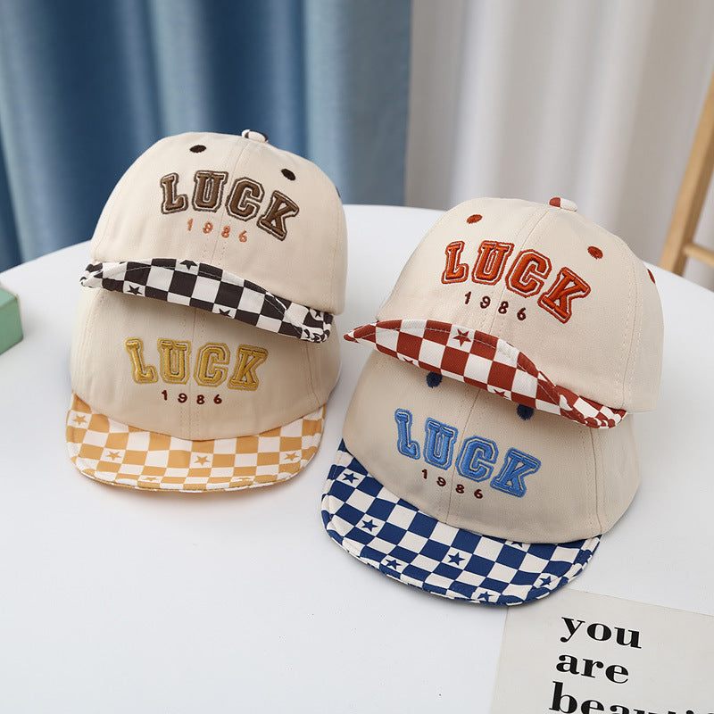 Toddler Embroidered Plaid Letters Visor Baseball Cap