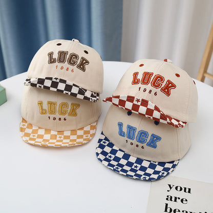 Toddler Embroidered Plaid Letters Visor Baseball Cap