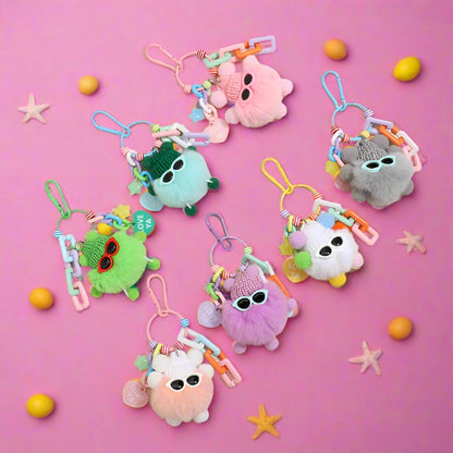 Colorful Cute Fur Ball Cartoons Metal Keychain