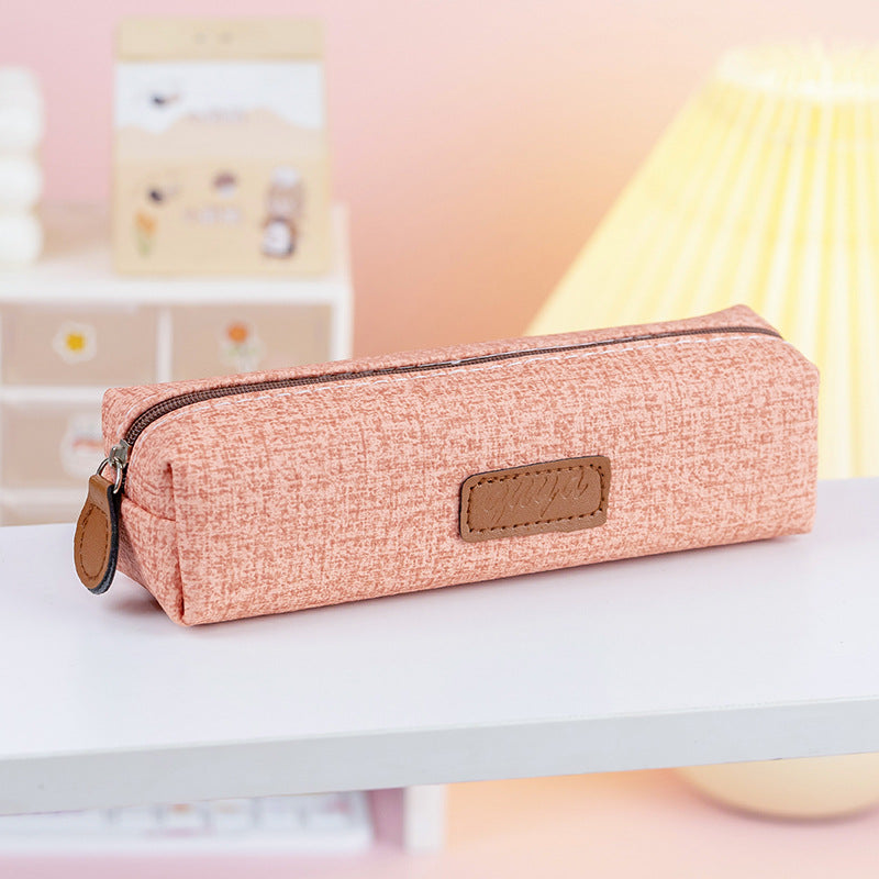 Simple Solid PU Waterpro Single Layer Pencil Bag