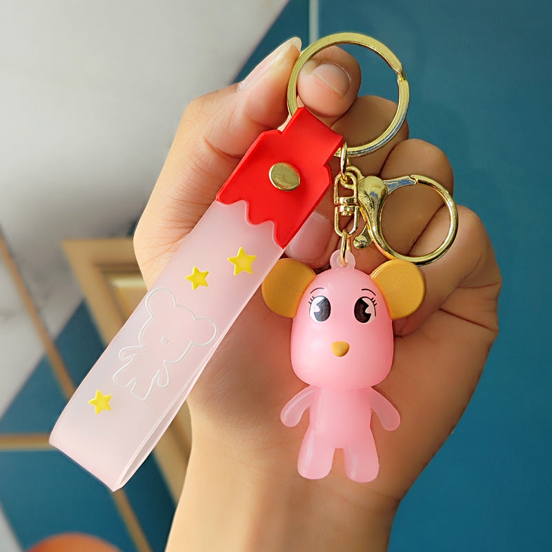 Cartoon Crystal Bow Tie Bear PVC Soft Glue Creative Keychain