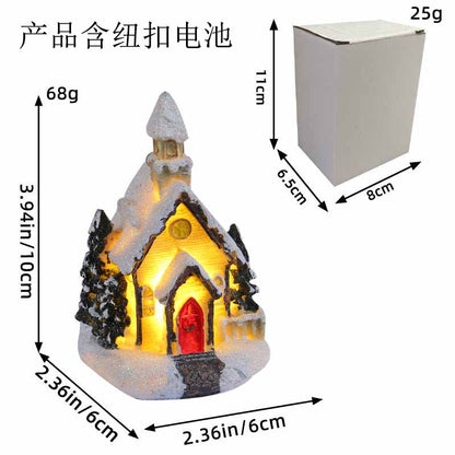 Christmas Resin Colored Luminous House Desktop Ornaments