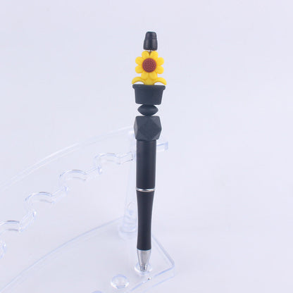Handmade Bead Pen Sunflower Silicone Ballpoint Pen