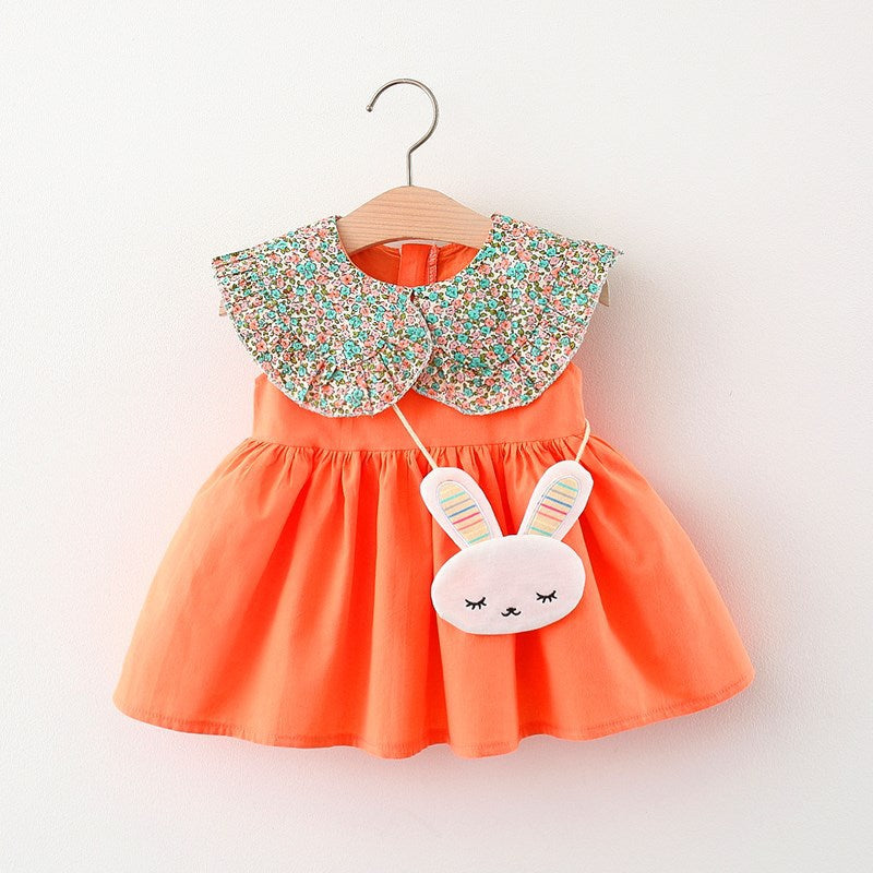 Girls Summer Sleeveless Solid Color Dresses