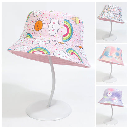 Cotton Polyester Cartoon Rainbow Kids Bucket Hat