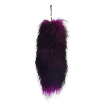 of Oversized Fox Hair Pendant Keychains