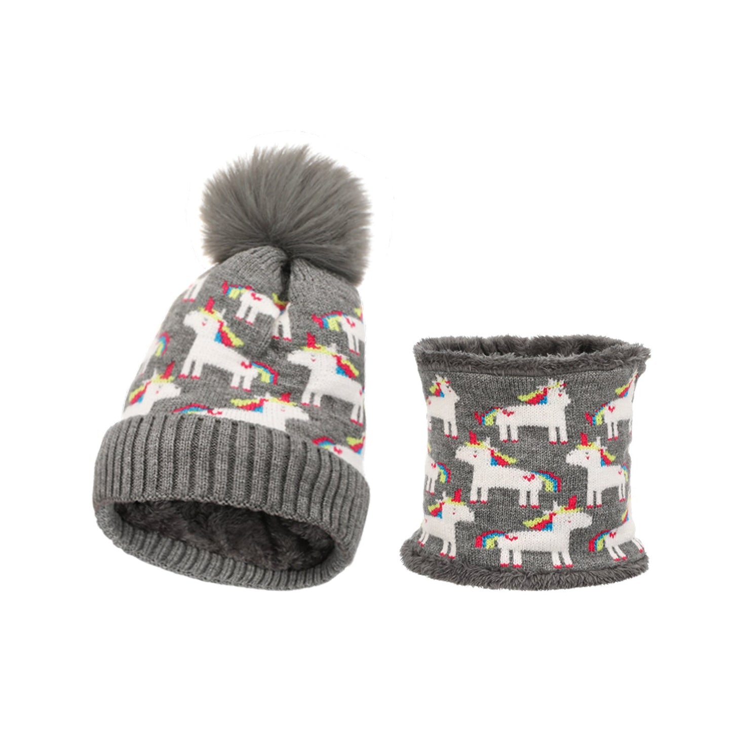 Wholesale Unicorn Knitted Children's Beanie Scarf Two-piece Set
