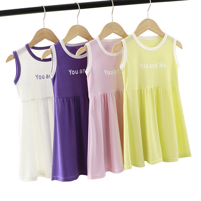 Wholesale 2023 Girls Summer Ice Silk Letter Dress