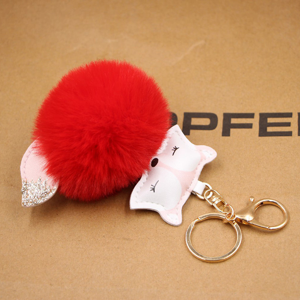 Fox Pu Leather Plush Bag Keychain