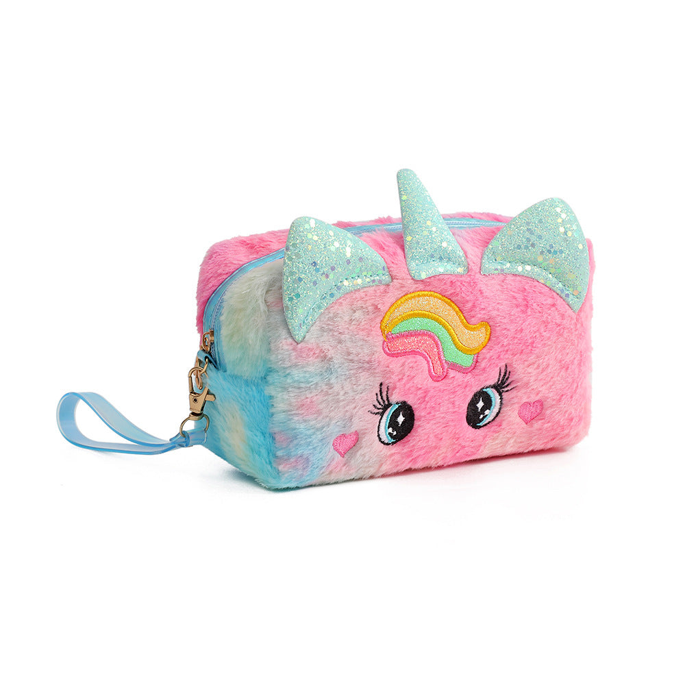Cartoon Unicorn Big Eyes Plush Student Stationery Pen Bag