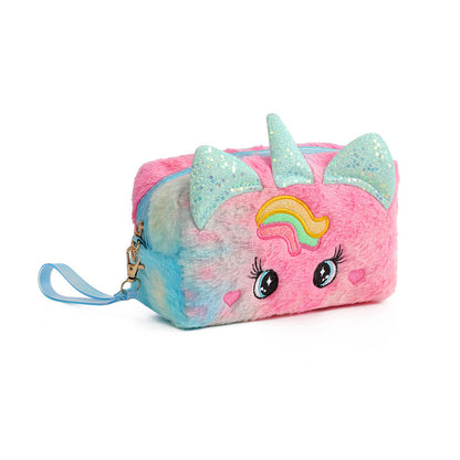 Cartoon Unicorn Big Eyes Plush Student Stationery Pen Bag