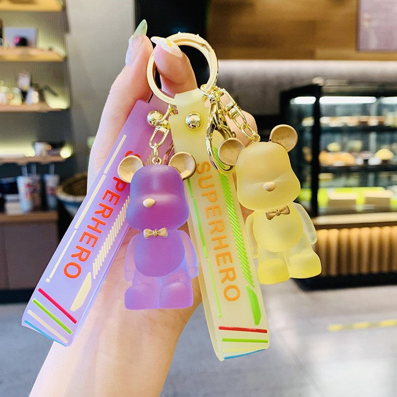 Cartoon Crystal Bow Tie Bear PVC Soft Glue Creative Keychain