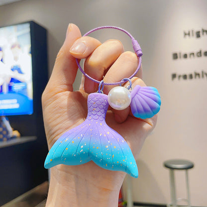 Gradient Pearl Mermaid Tail Resin Keychain Cute Keychain