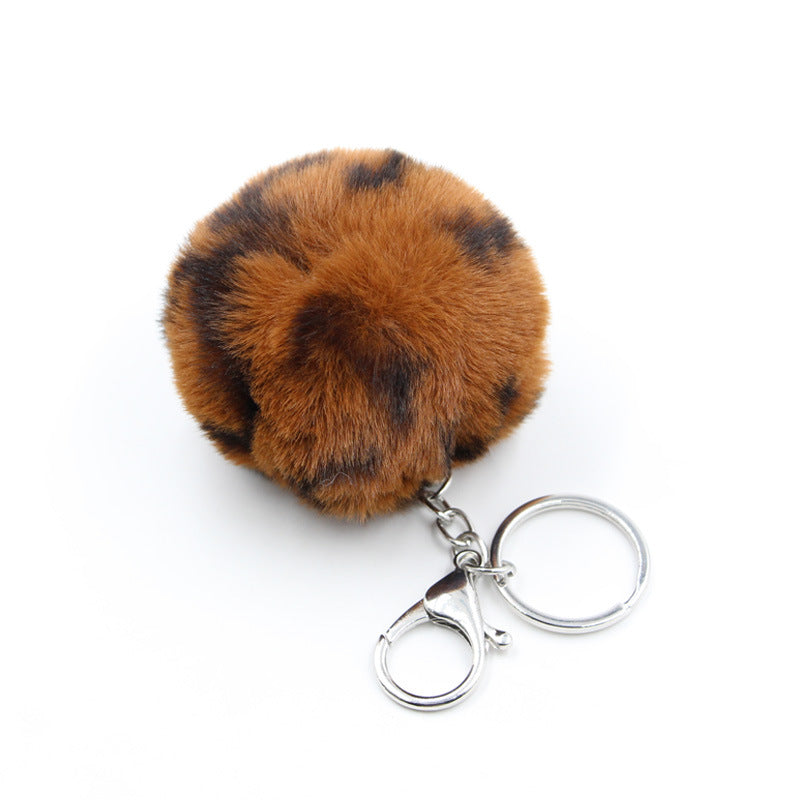 Polyester Leopard Fur Ball Keychain