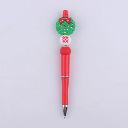 Cartoon Christmas Snowman Tree Beadable Silicone Beaded Ballpoint