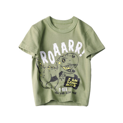 Tyrannosaurus Rex print children's medium and small children's Short Sleeve T-Shirt