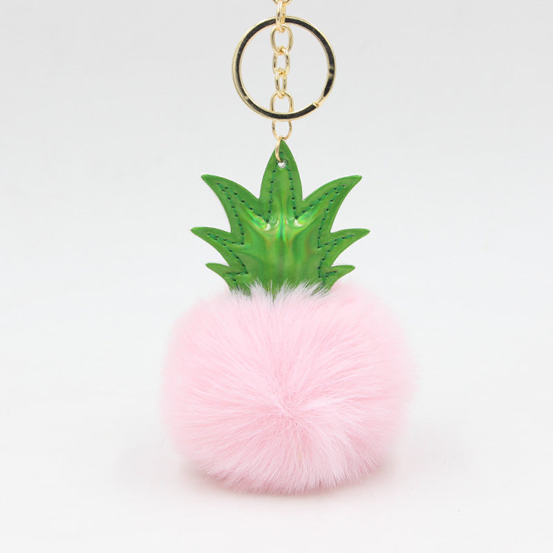 Polyester Pineapple Fur Ball Keychain
