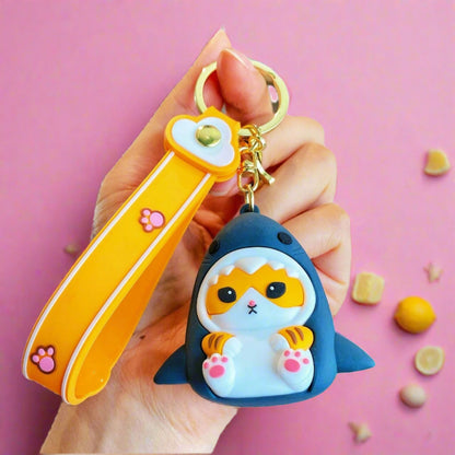 Cartoon Keychains Shark Cat Schoolbag Silicone Cute Keychain