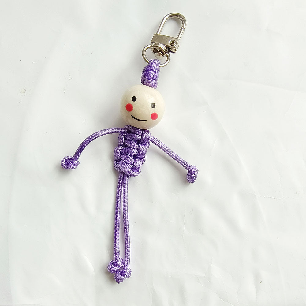 Stickman Keychain Beads Smiley Face School Bag Pendant