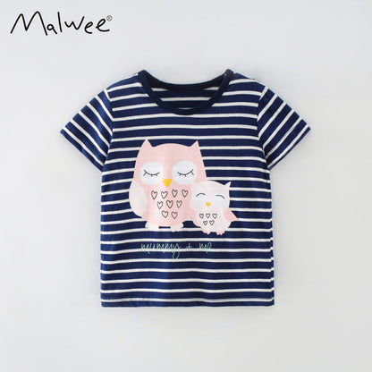 Children's cartoon cotton short sleeve round neck