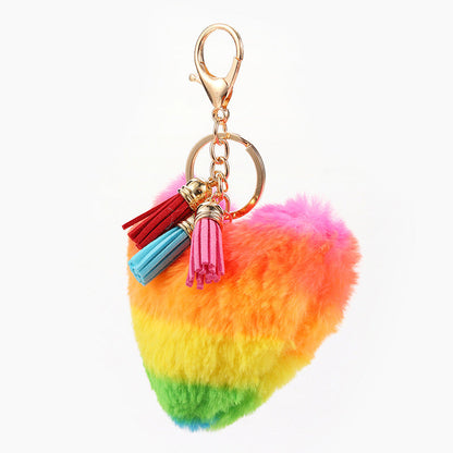 Plush Multi-color Fur Ball Tassel Key Chain
