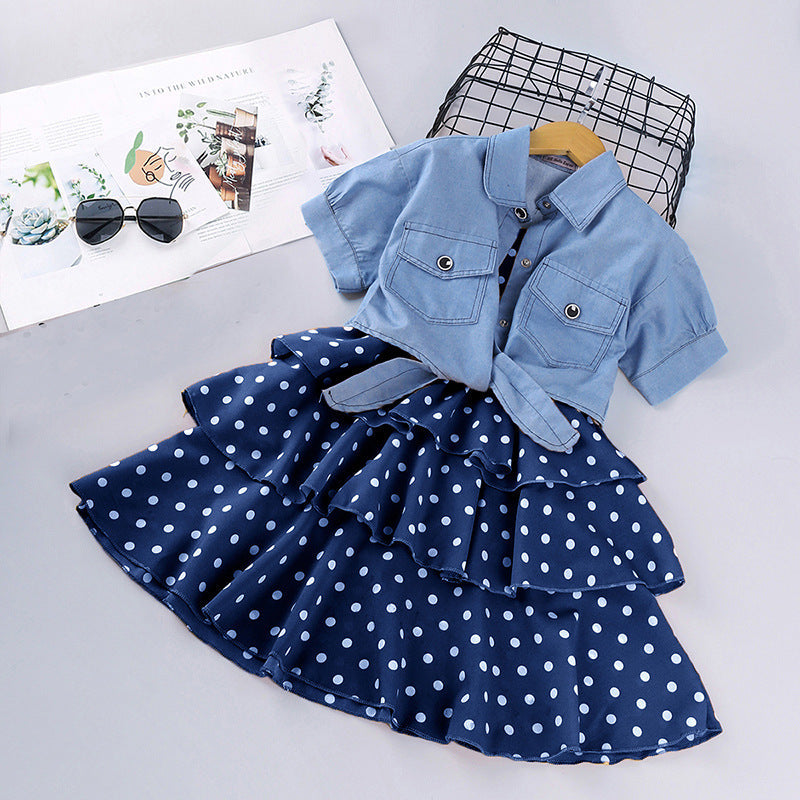 Cotton Denim Jacket Princess Dress Set