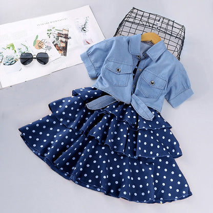 Cotton Denim Jacket Princess Dress Set
