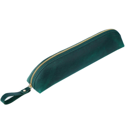 Extend The Head Layer Cowhide Simple Pen Bag