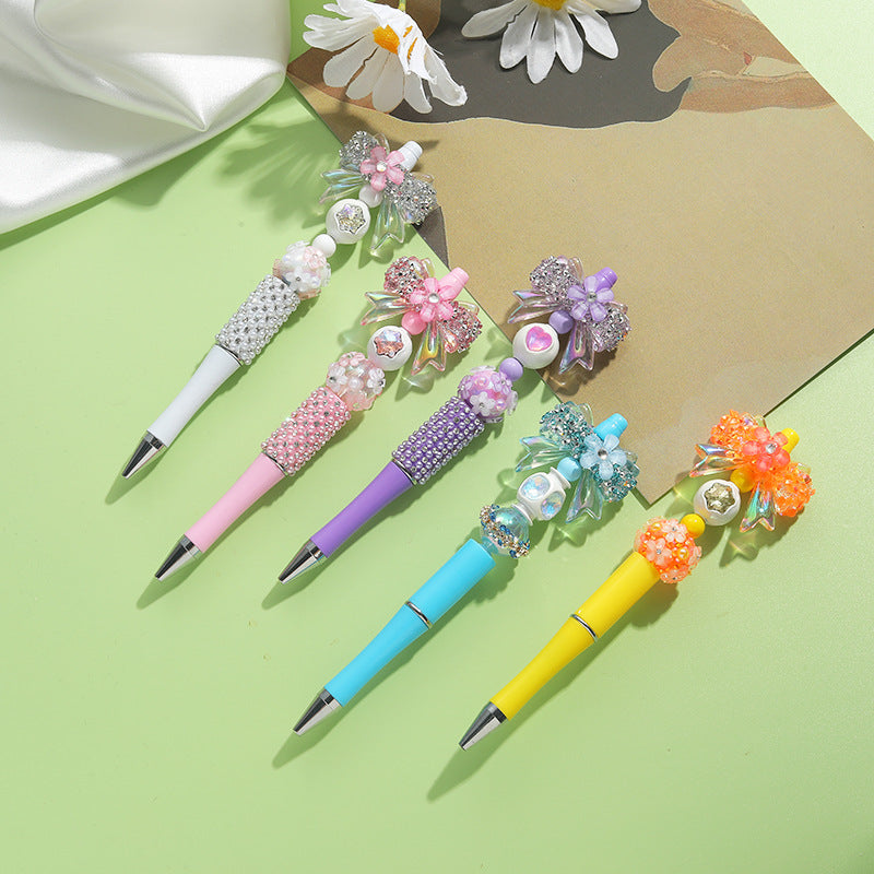 Beaded Pens Colorful Handmade Beaded Twisting Flower Butterfly