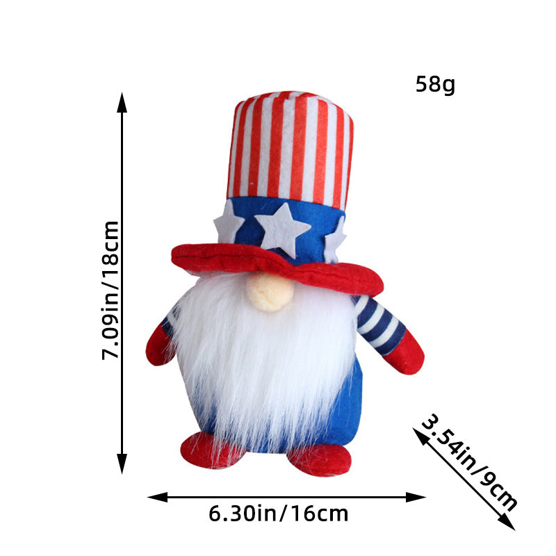Independence Day Striped Five Star Faceless Fabric Doll