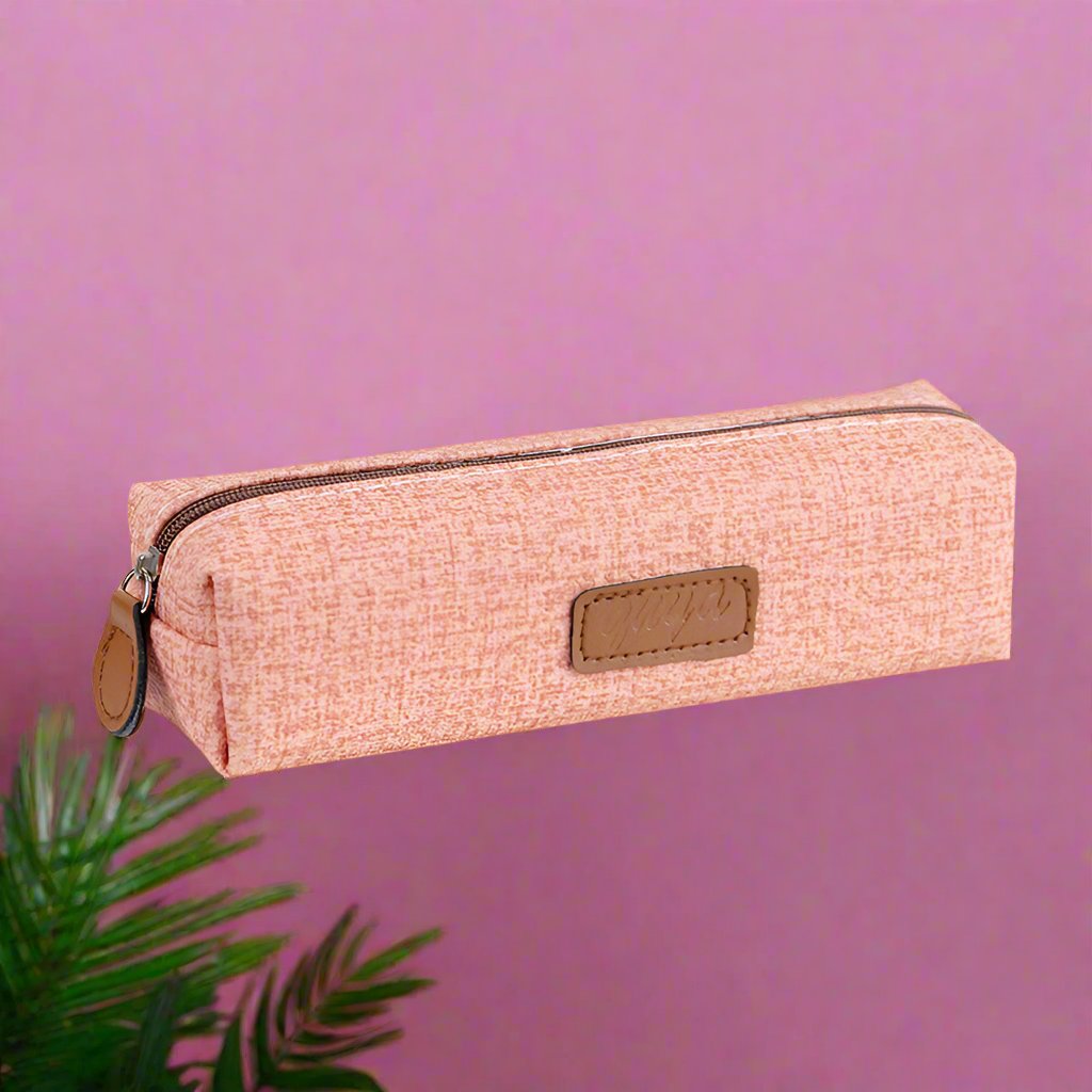 Simple Solid PU Waterpro Single Layer Pencil Bag