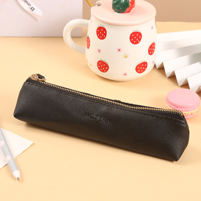 Pu Solid Color Pencil Case