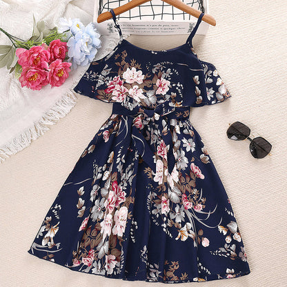 Kids Suspenders Cotton Princess Dresses Baby Clothes