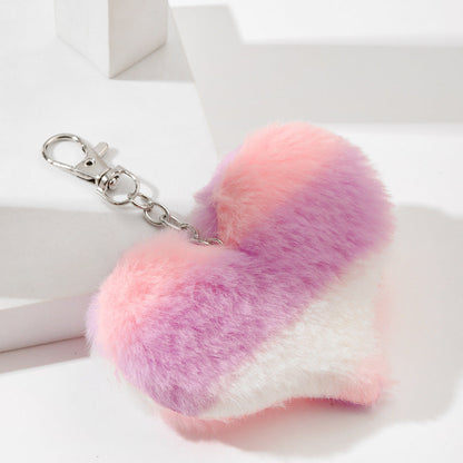 Rainbow Heart Plush Keychain