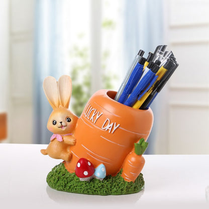 Rabbit Carrot Resin Ornament Pen Holders
