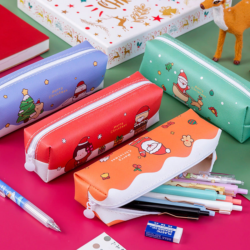 PU Cartoon Christmas Pencil Bags
