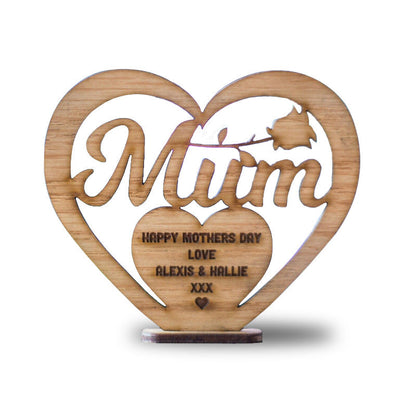 Mother's Day Wooden Carved Heart-shaped Hollow Letter Ornaments