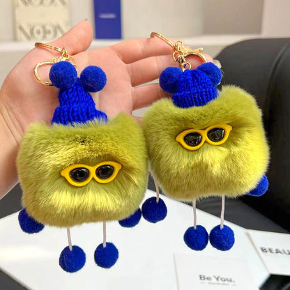 Avocado Color Fur Ball Keychain