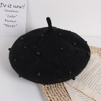 Wholesale Autumn and Winter Pearl Children's Beret Pearl Hat