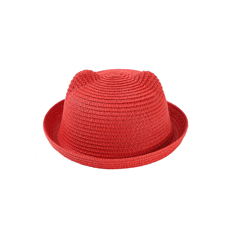 Cute Cartoon Children's Hats Colored Hats Cat Ears Straw Hats