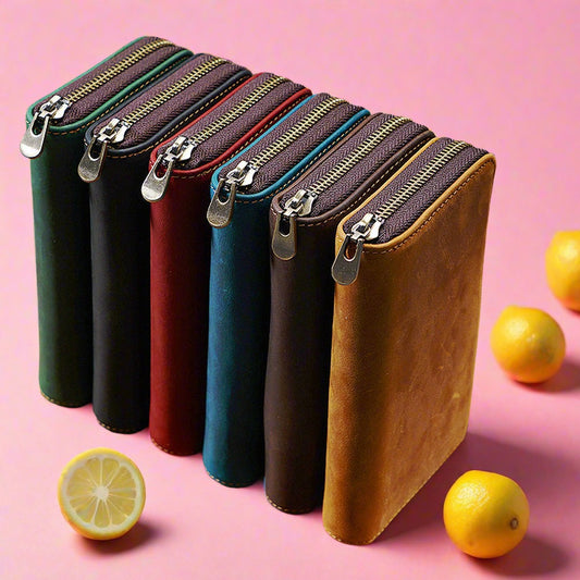 Three-pack Zippered Cowhide Pencil Case