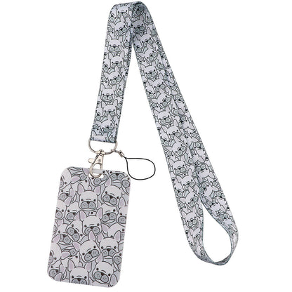 Puppy paw print card holder mobile phone lanyard keychain