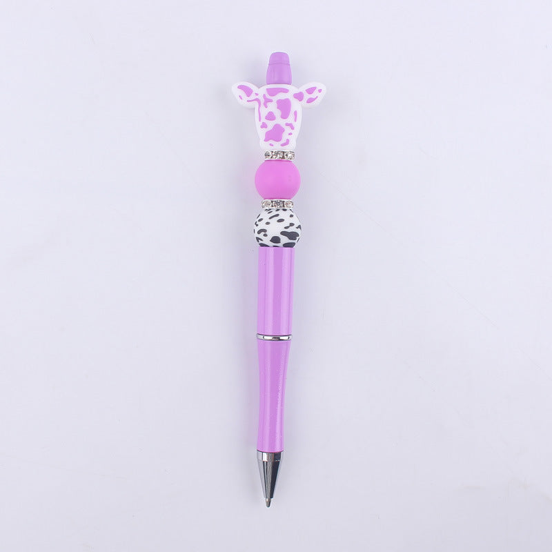 Cartoon Cow Head Cow Pattern Silicone Bead Pen
